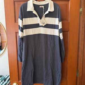 Faherty Blue and White Mini Dress with Rugby Style